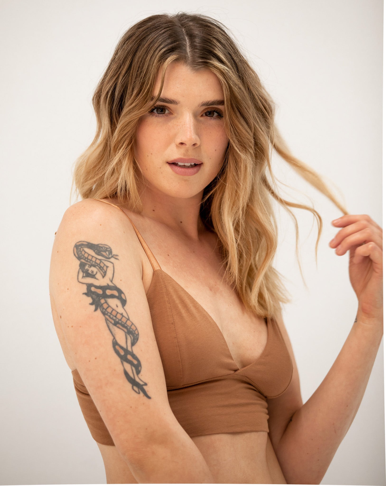 Camel Longline Cotton Bralette