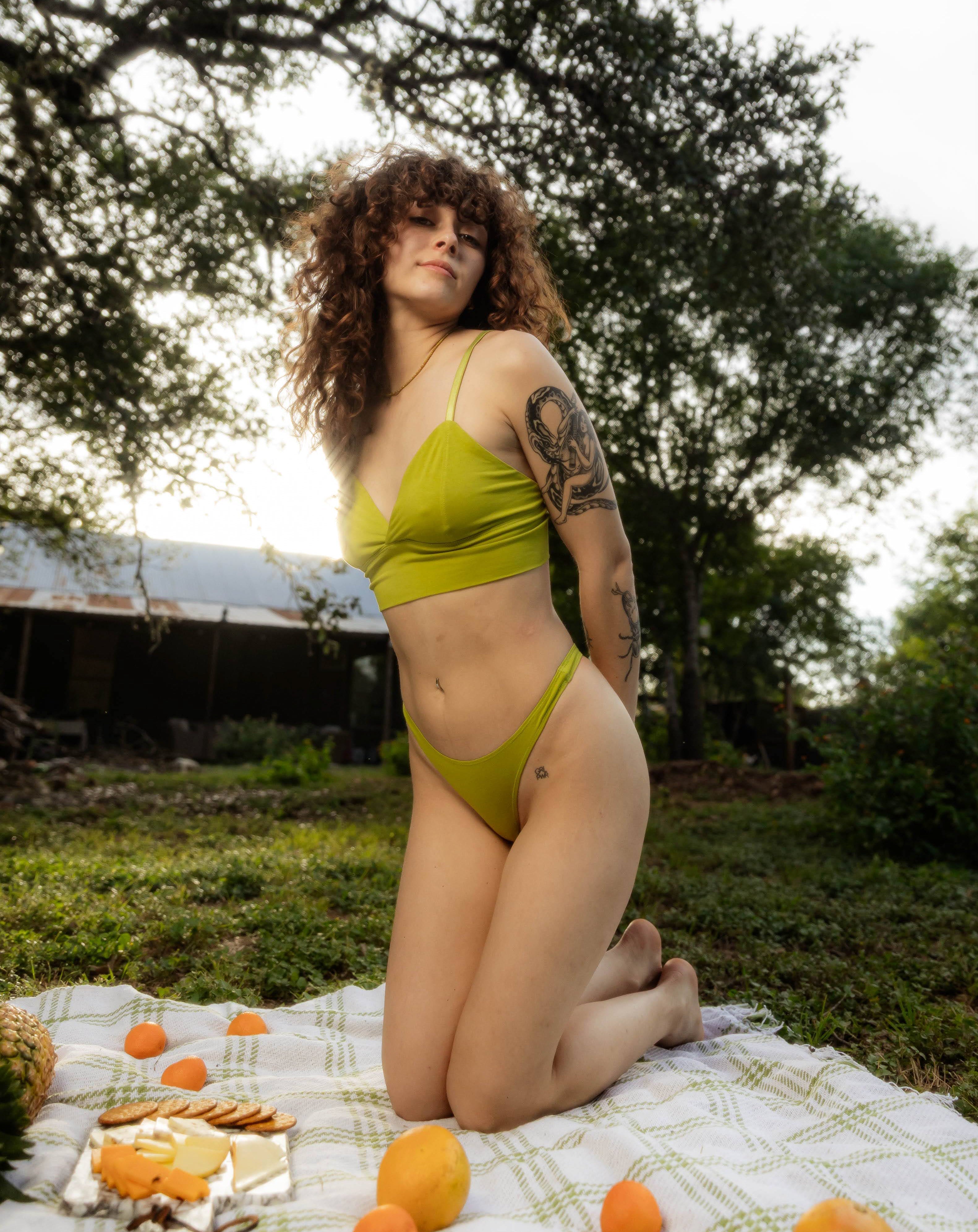 Lime Organic Cotton Longline Bralette