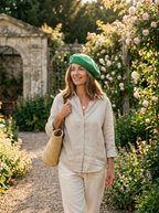 Linen Open-Knit Beret