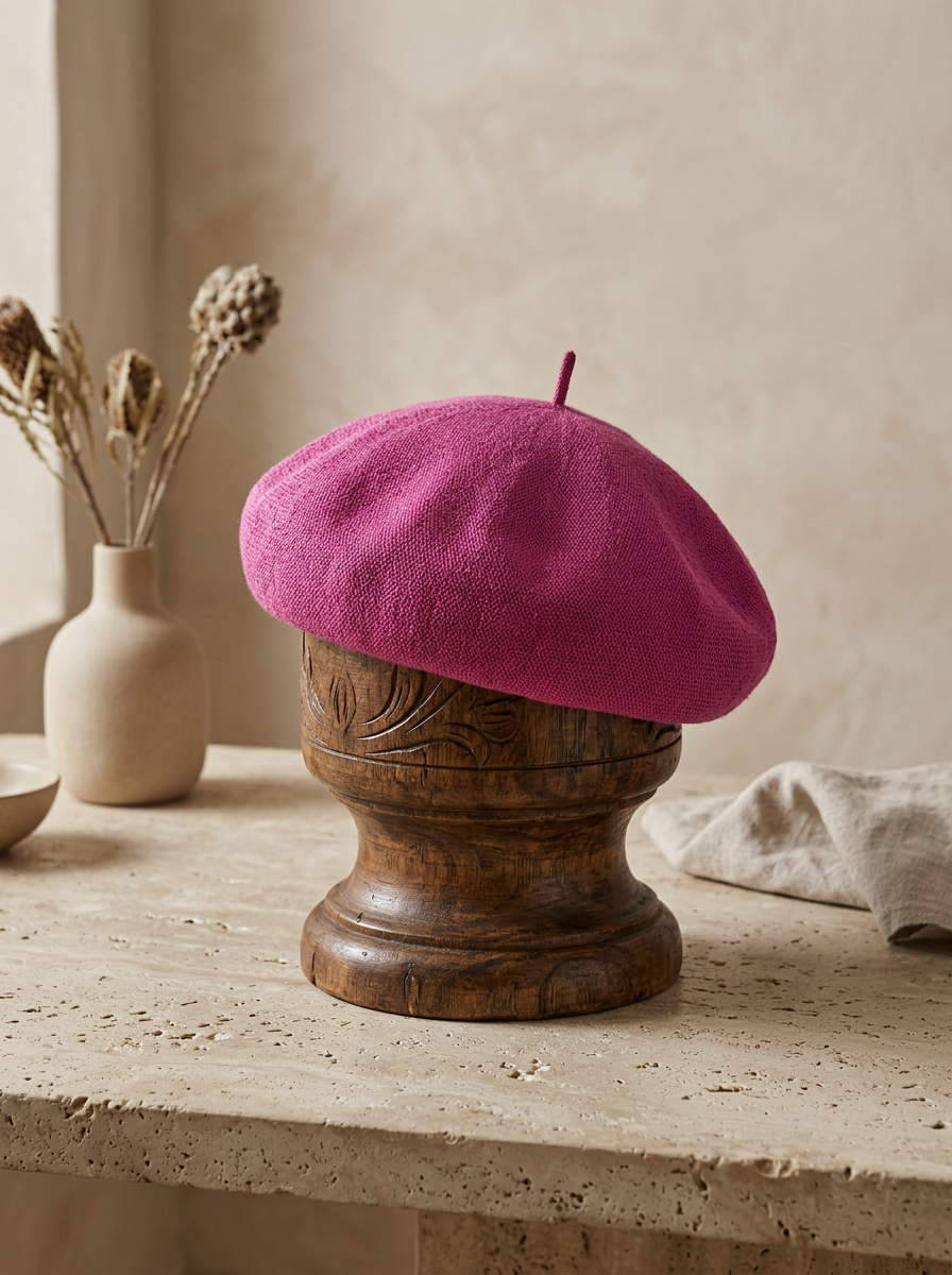 Linen Open-Knit Beret