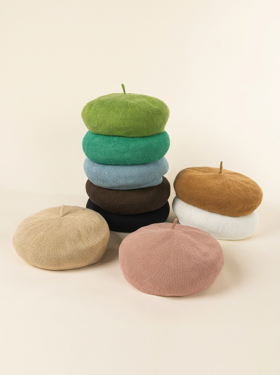 Linen Open-Knit Beret