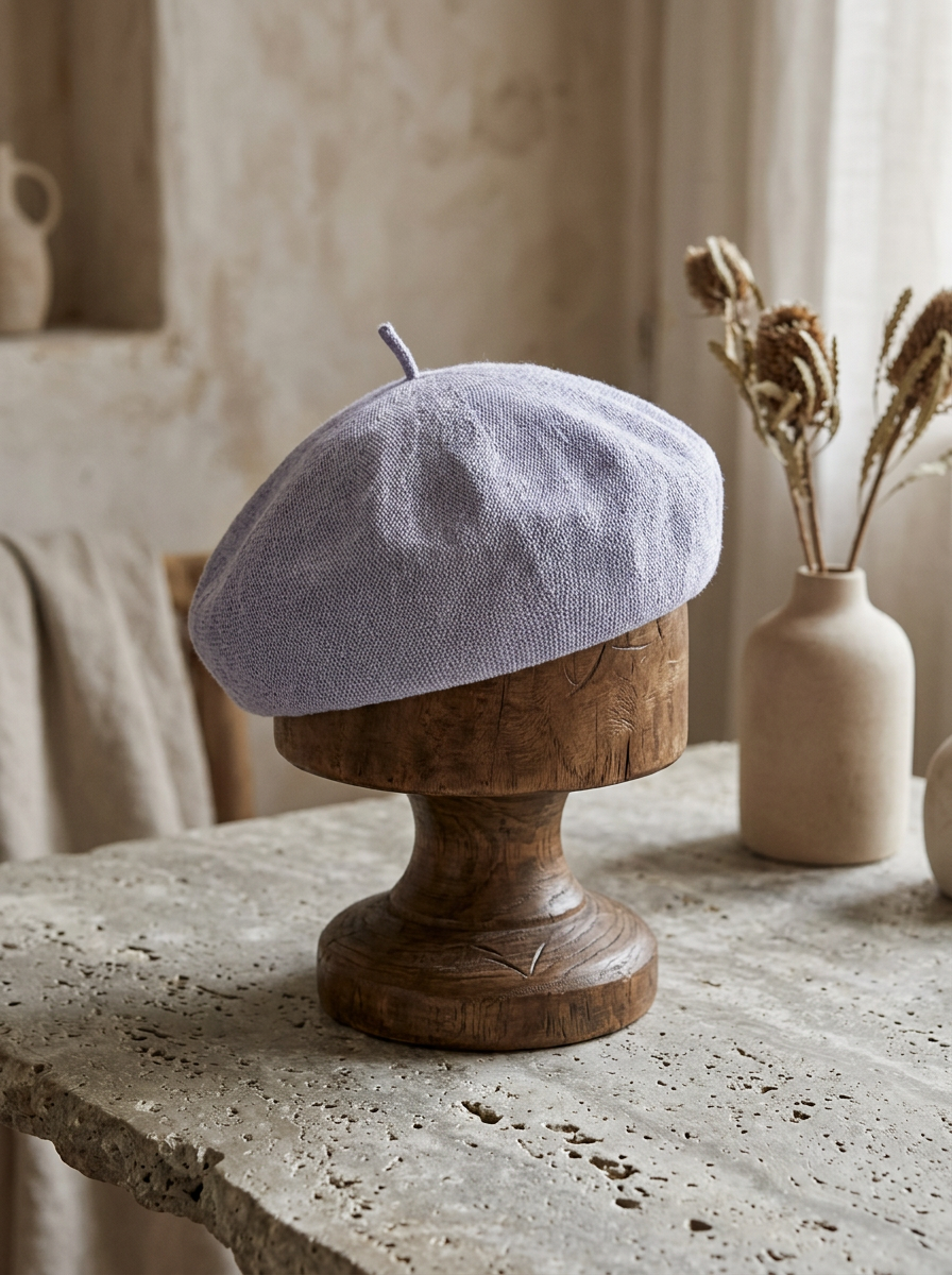 Linen Open-Knit Beret
