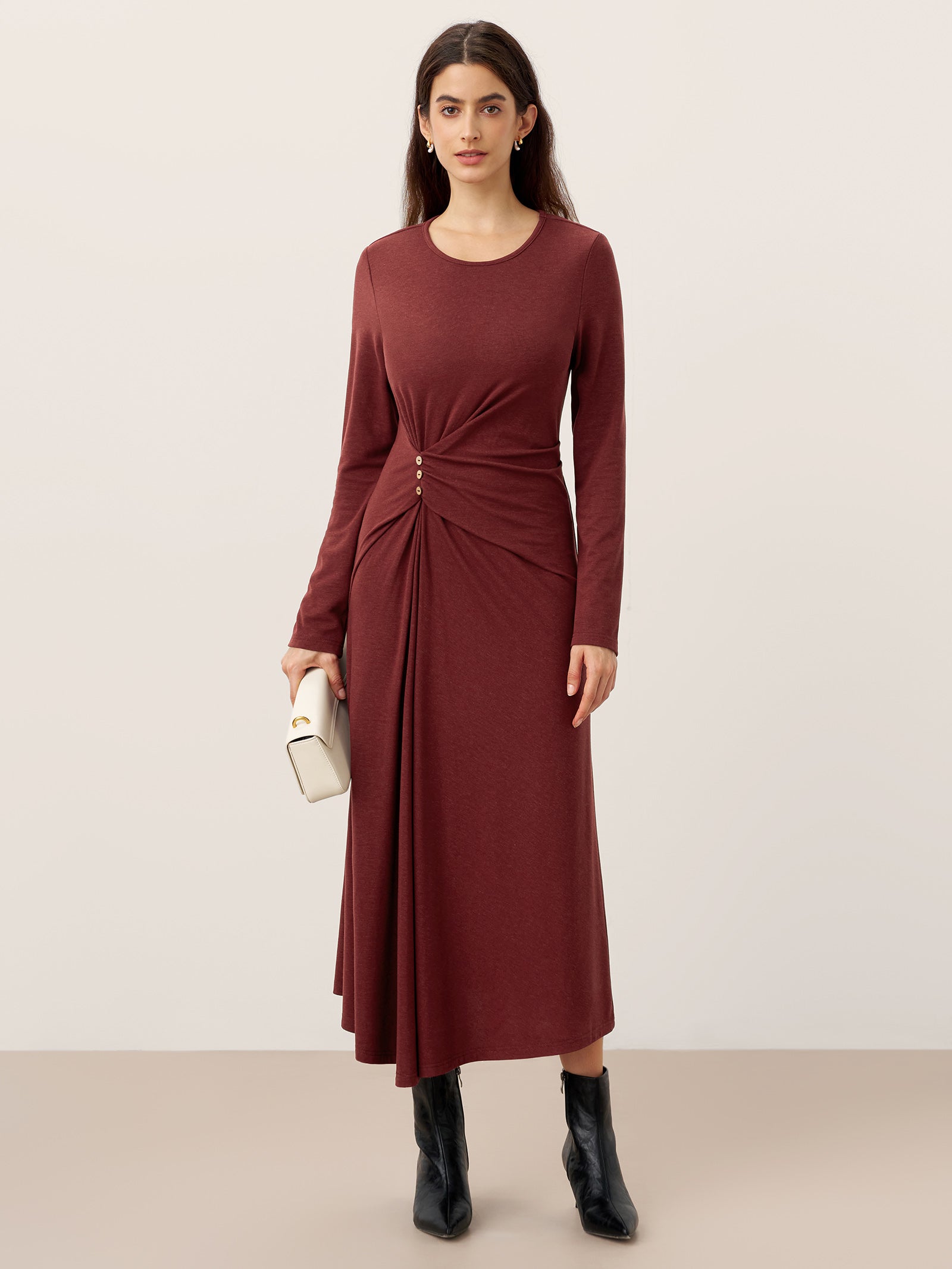 The Ruched Lyocell-Wool Maxi Dress