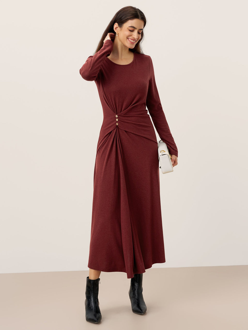 The Ruched Lyocell-Wool Maxi Dress