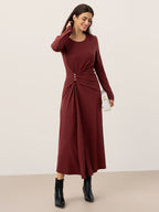 The Ruched Lyocell-Wool Maxi Dress
