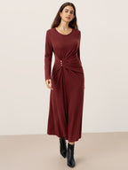 The Ruched Lyocell-Wool Maxi Dress