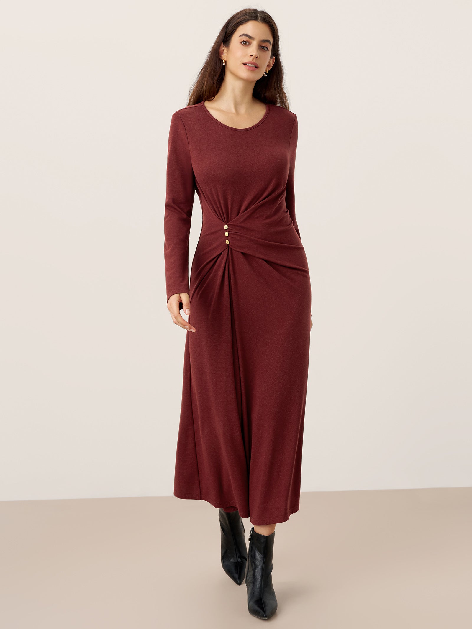 The Ruched Lyocell-Wool Maxi Dress