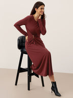 The Ruched Lyocell-Wool Maxi Dress