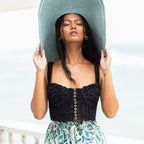 marigold hand embroidered cotton bustier top ribbon embroidery