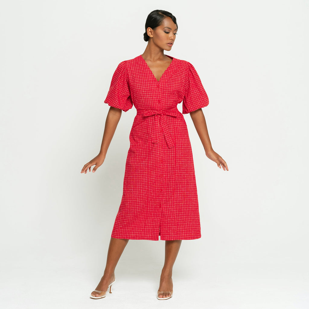 The Meghan Gingham Midi Dress