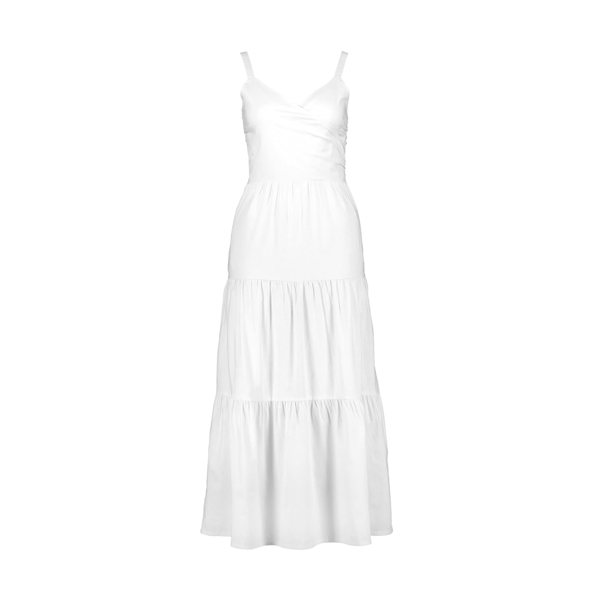 Organic Linen Blend Tiered Wrap Dress