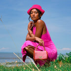 The OLA Rib Midi Dress in Dragonfruit Pink