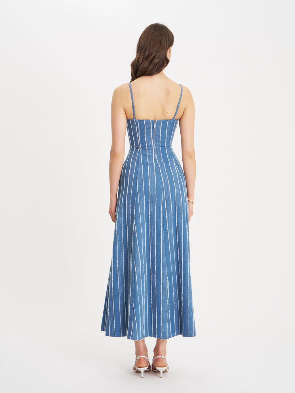 Abygail Stripe Cotton Denim Maxi Dress
