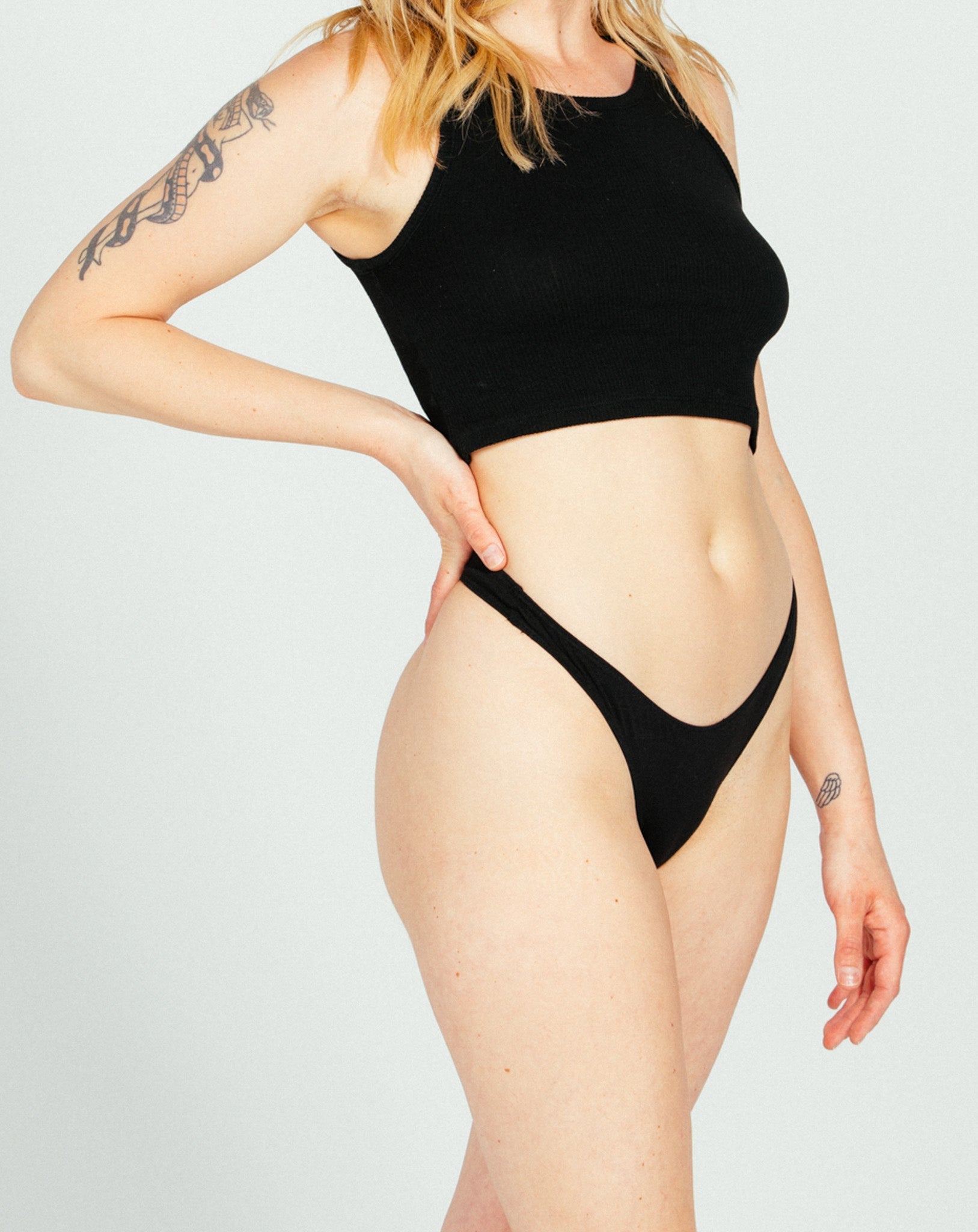 The Cotton Thong Black