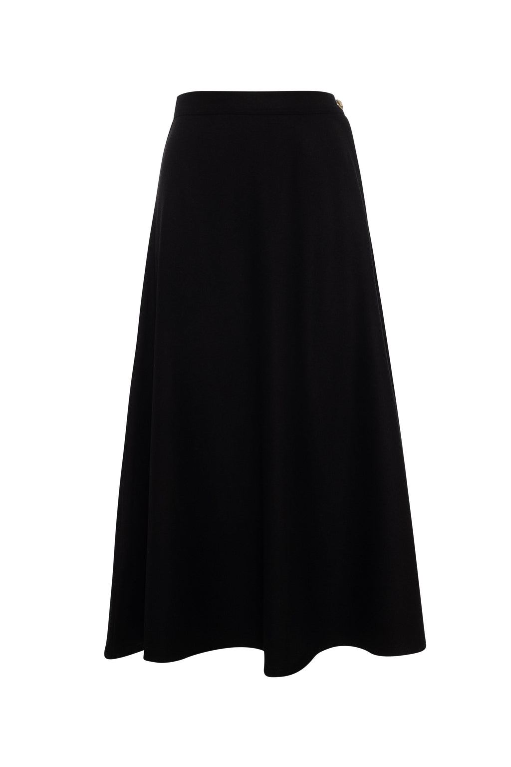 Wool Button Side Midi Skirt