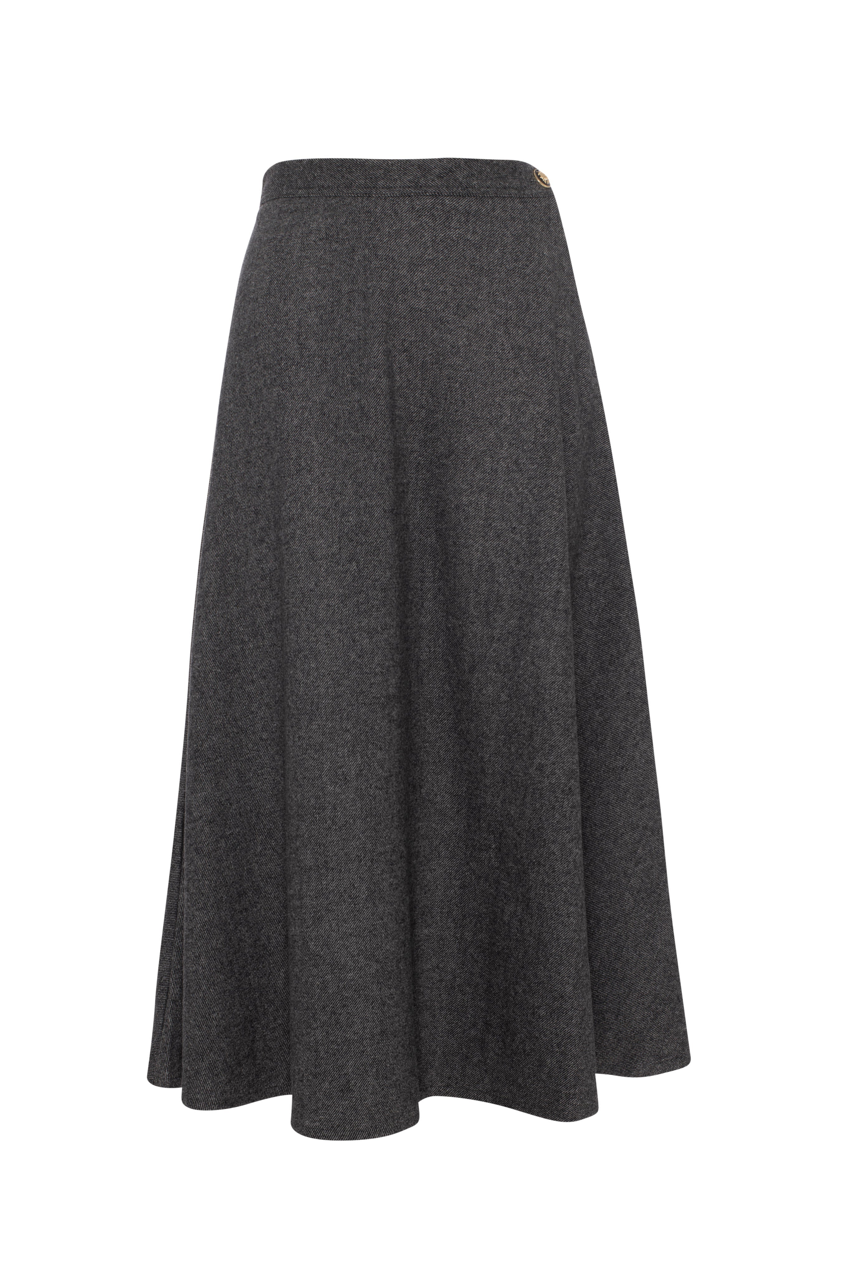 Wool Button Side Midi Skirt