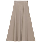 Wool Button Side Midi Skirt