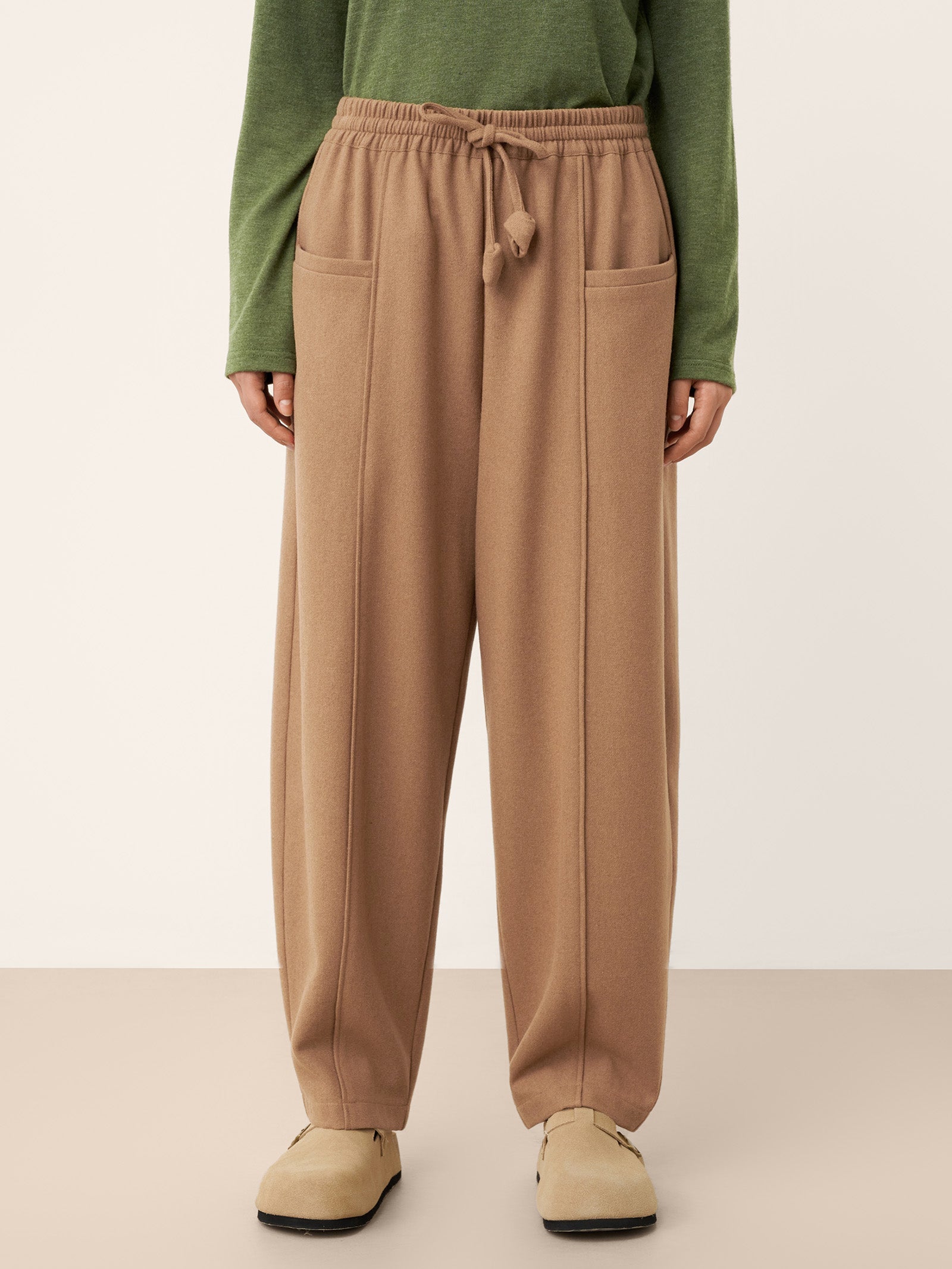 Caramel Tailored Drawstring Trousers