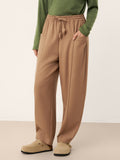 Caramel Tailored Drawstring Trousers
