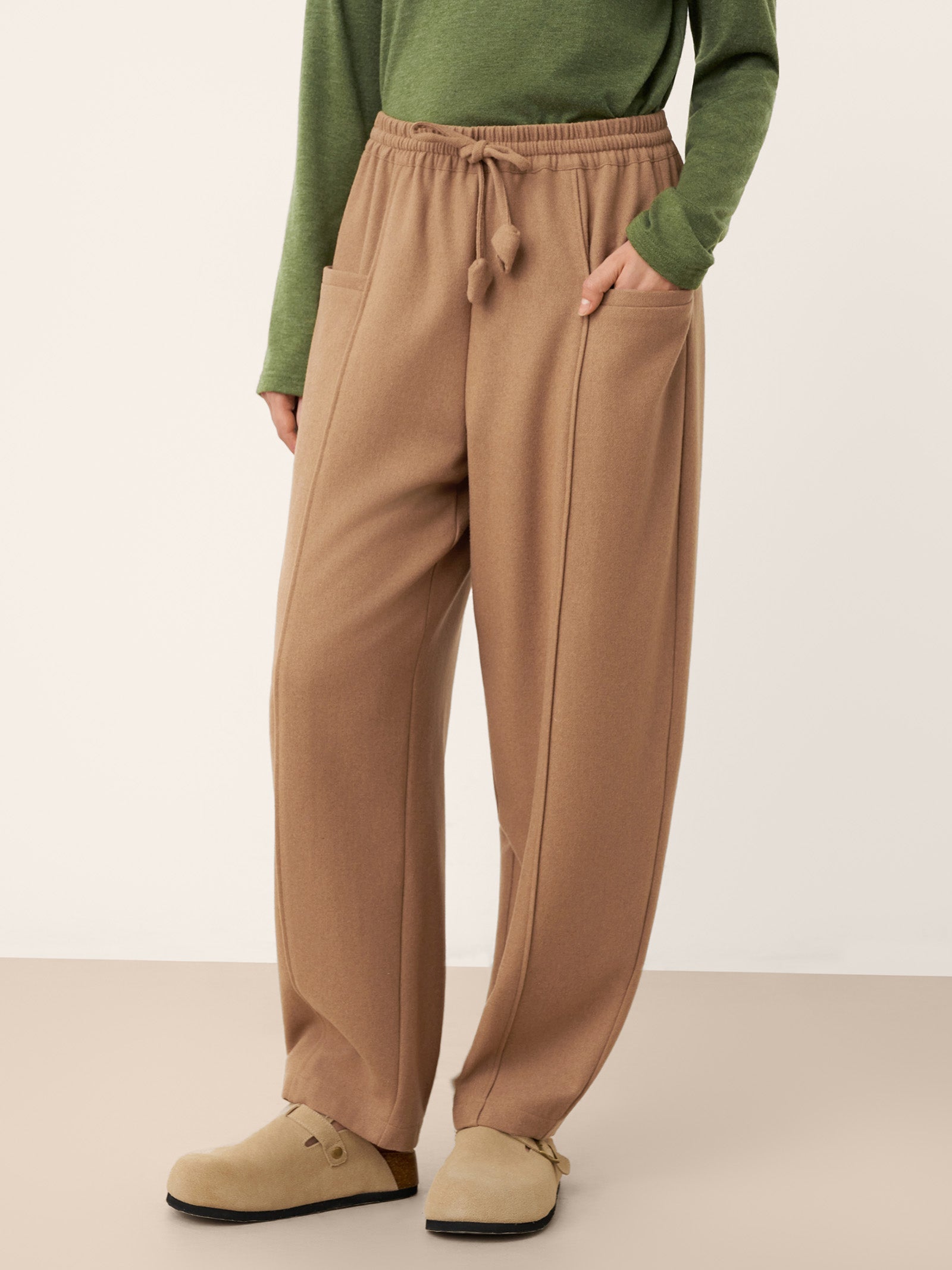 Caramel Tailored Drawstring Trousers