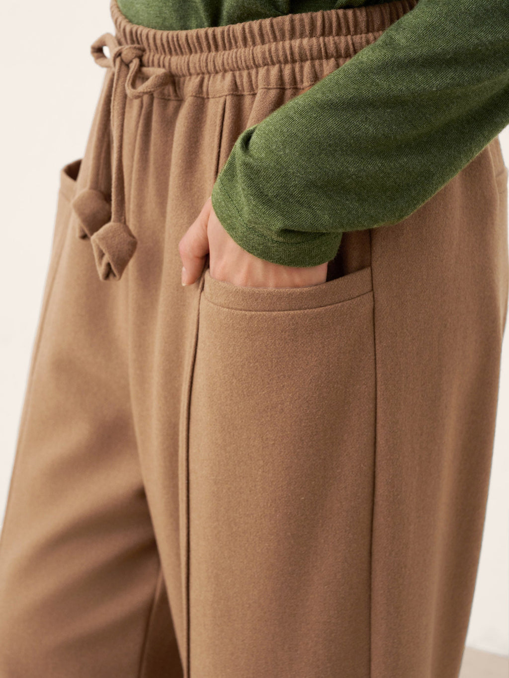 Caramel Tailored Drawstring Trousers