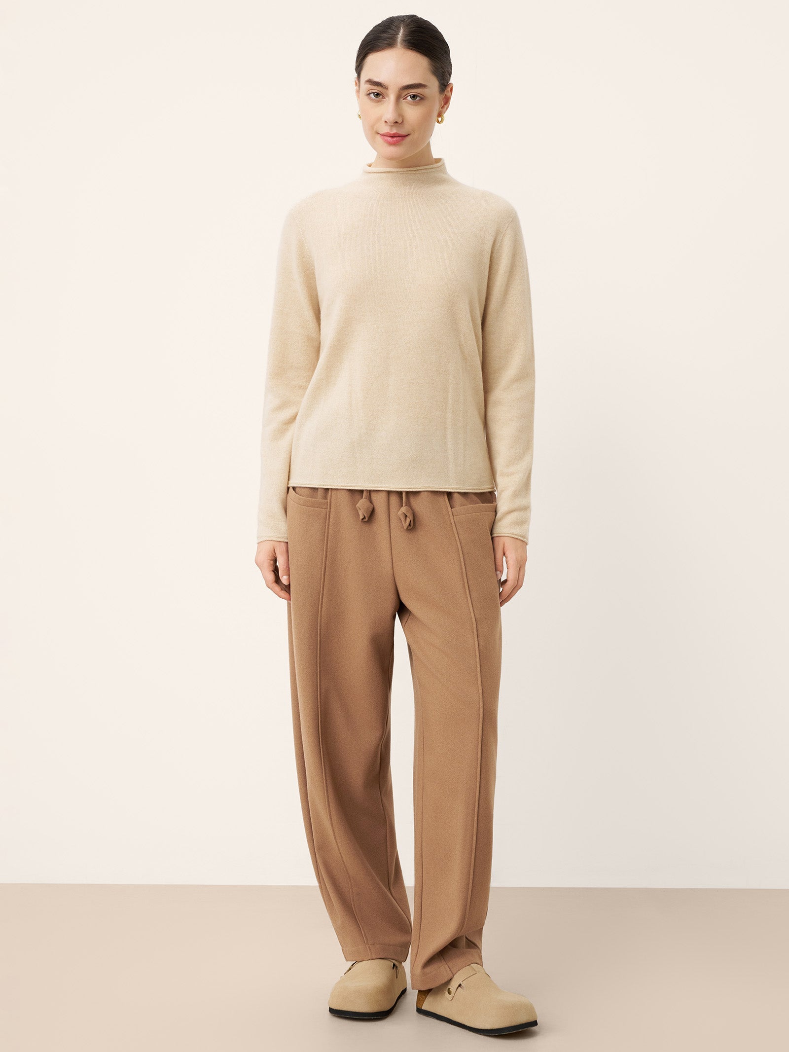 Caramel Tailored Drawstring Trousers