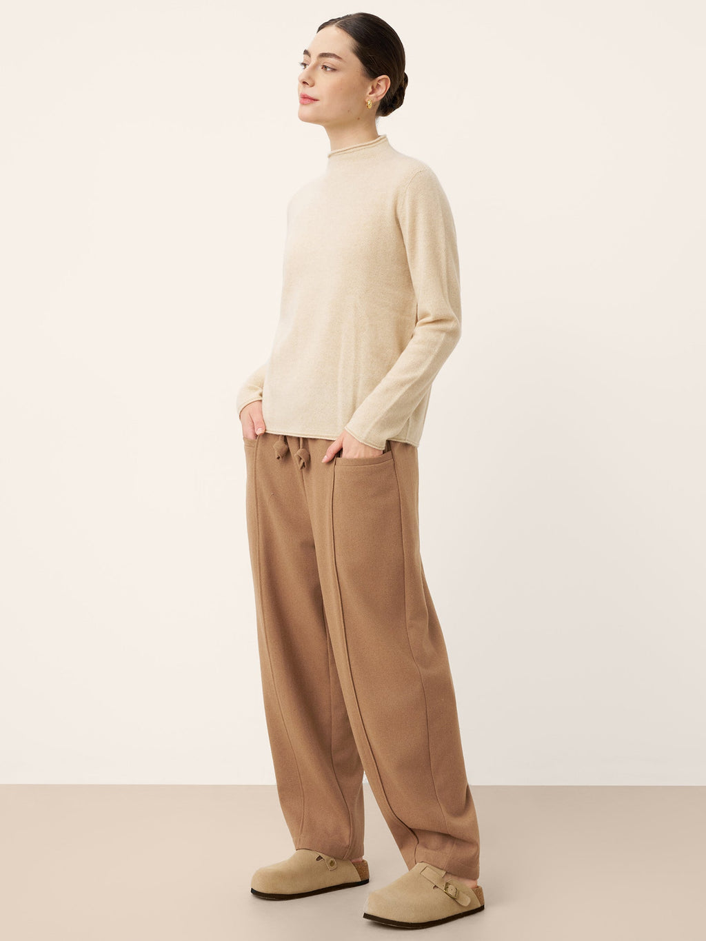 Caramel Tailored Drawstring Trousers