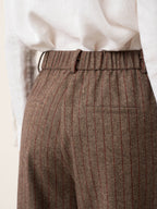 Burgundy Pinstripe Wool Trousers