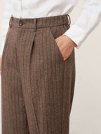 Burgundy Pinstripe Wool Trousers