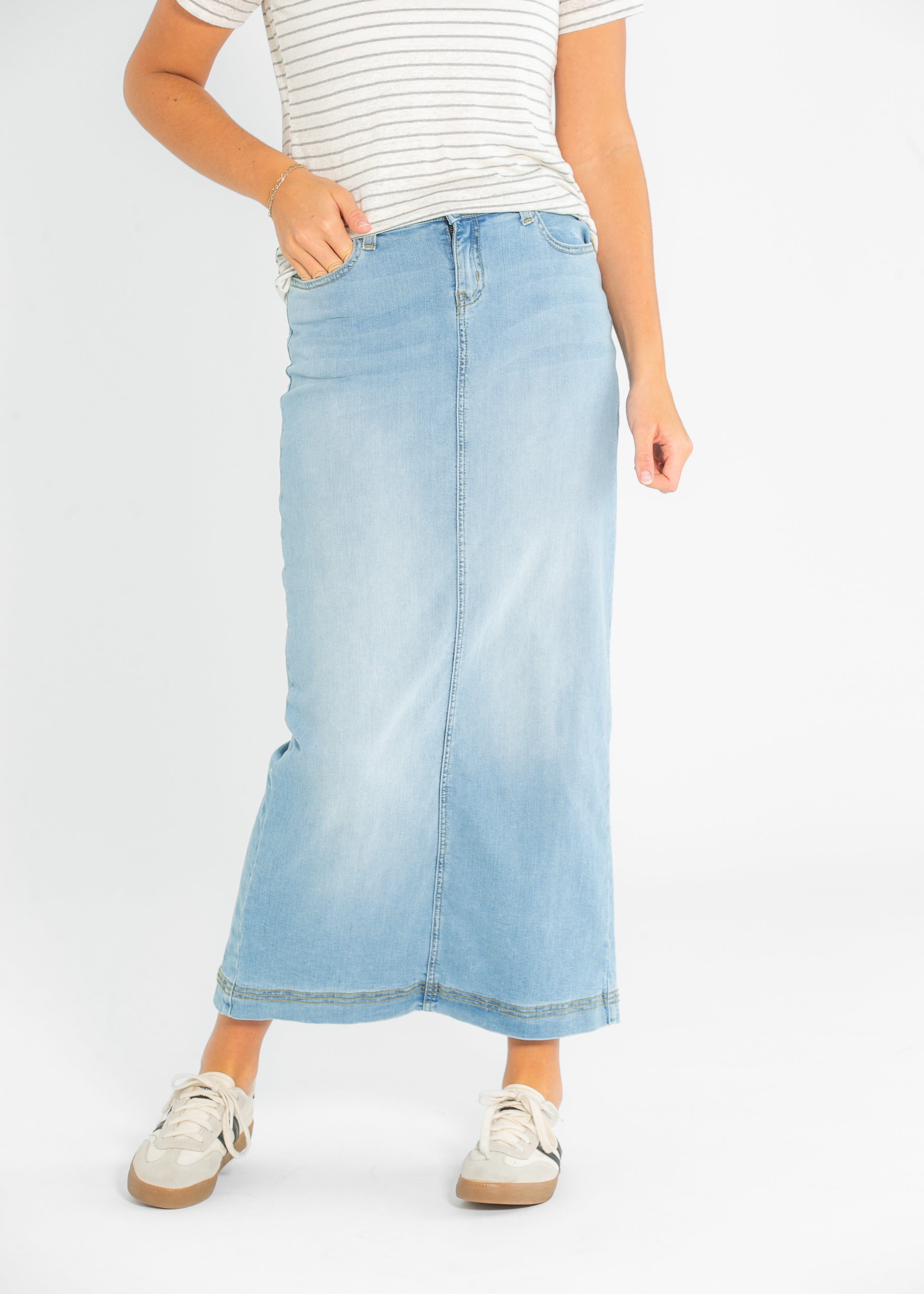 Bria Long Denim Maxi Skirt