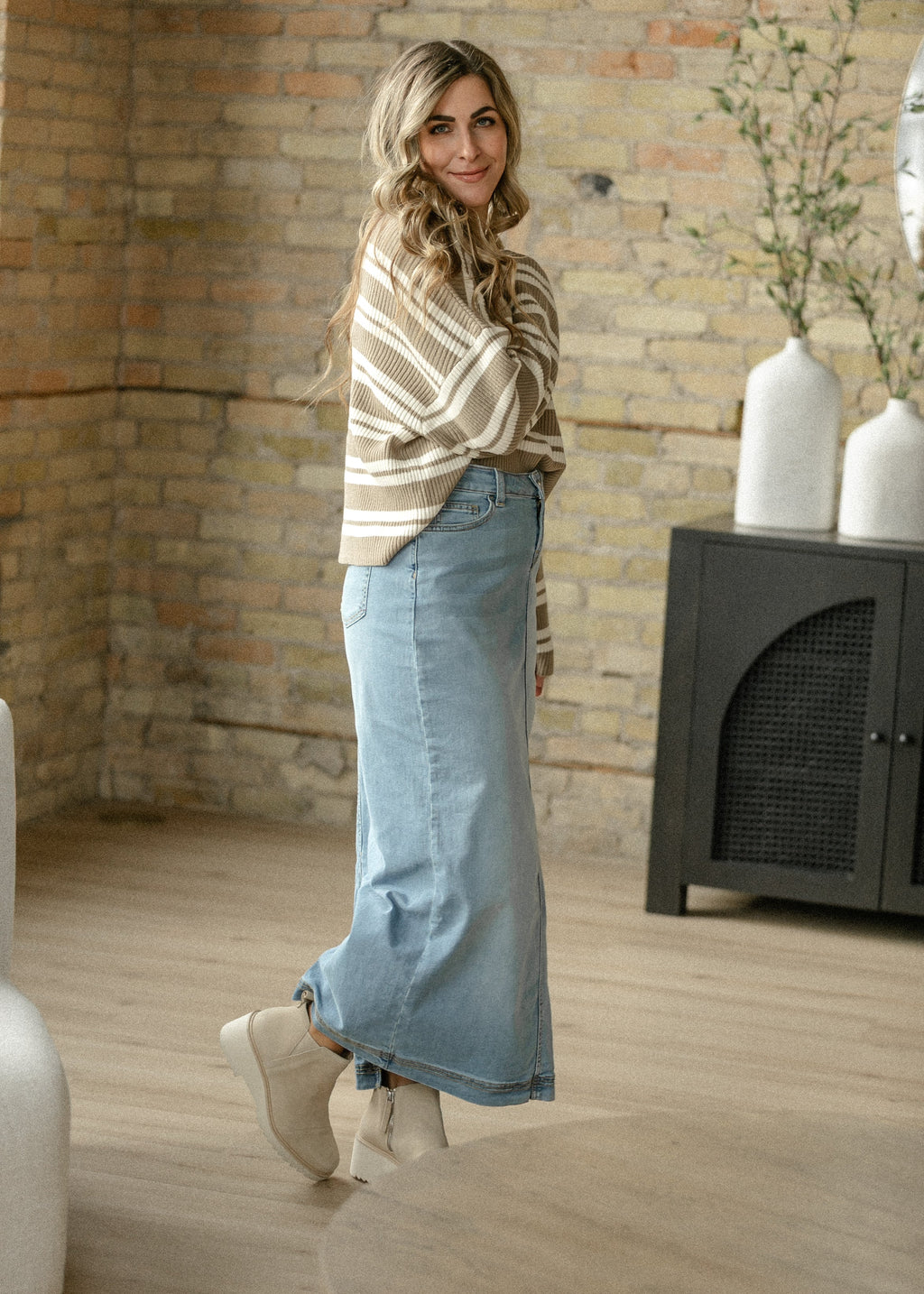 Bria Long Denim Maxi Skirt