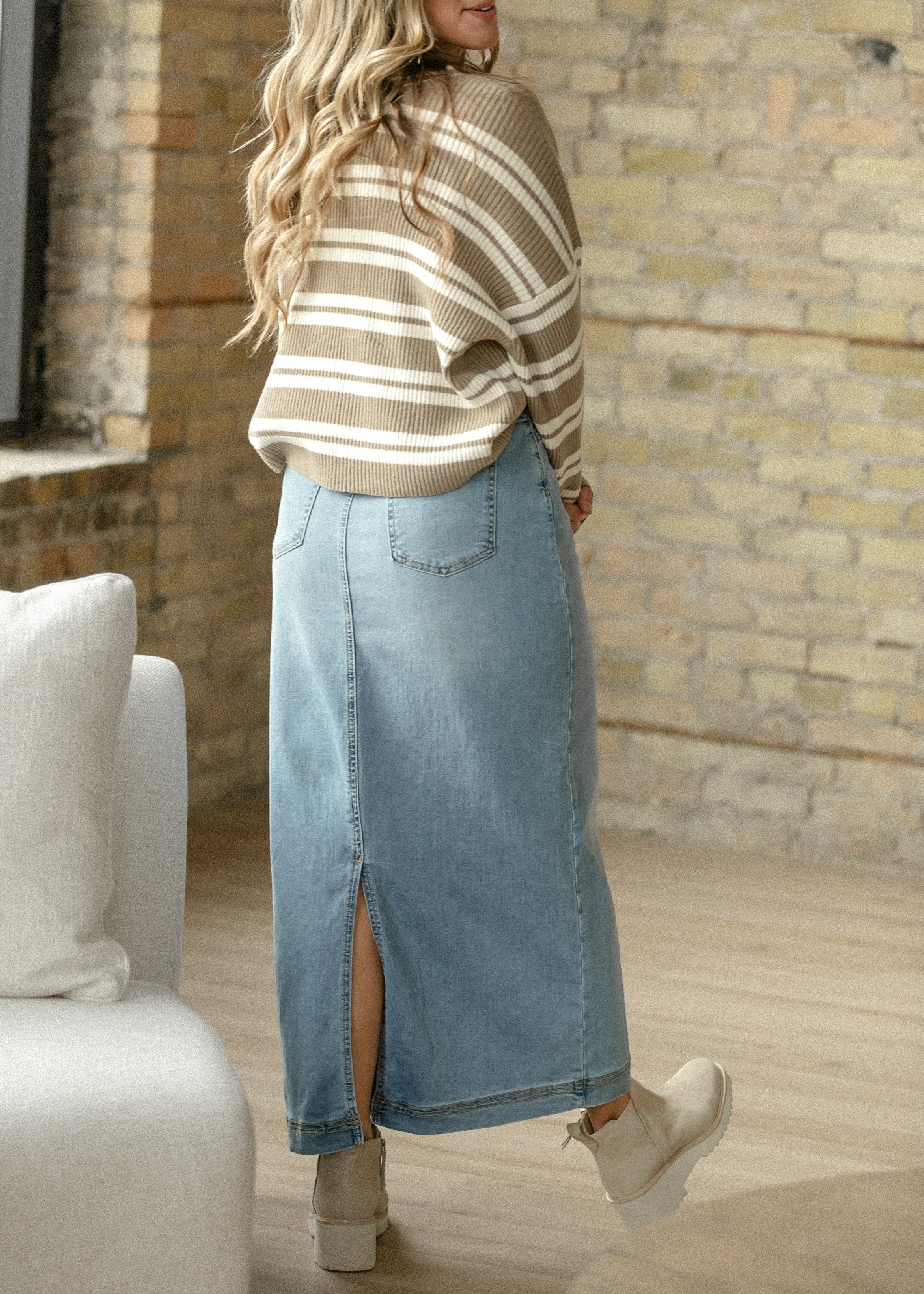 Bria Long Denim Maxi Skirt