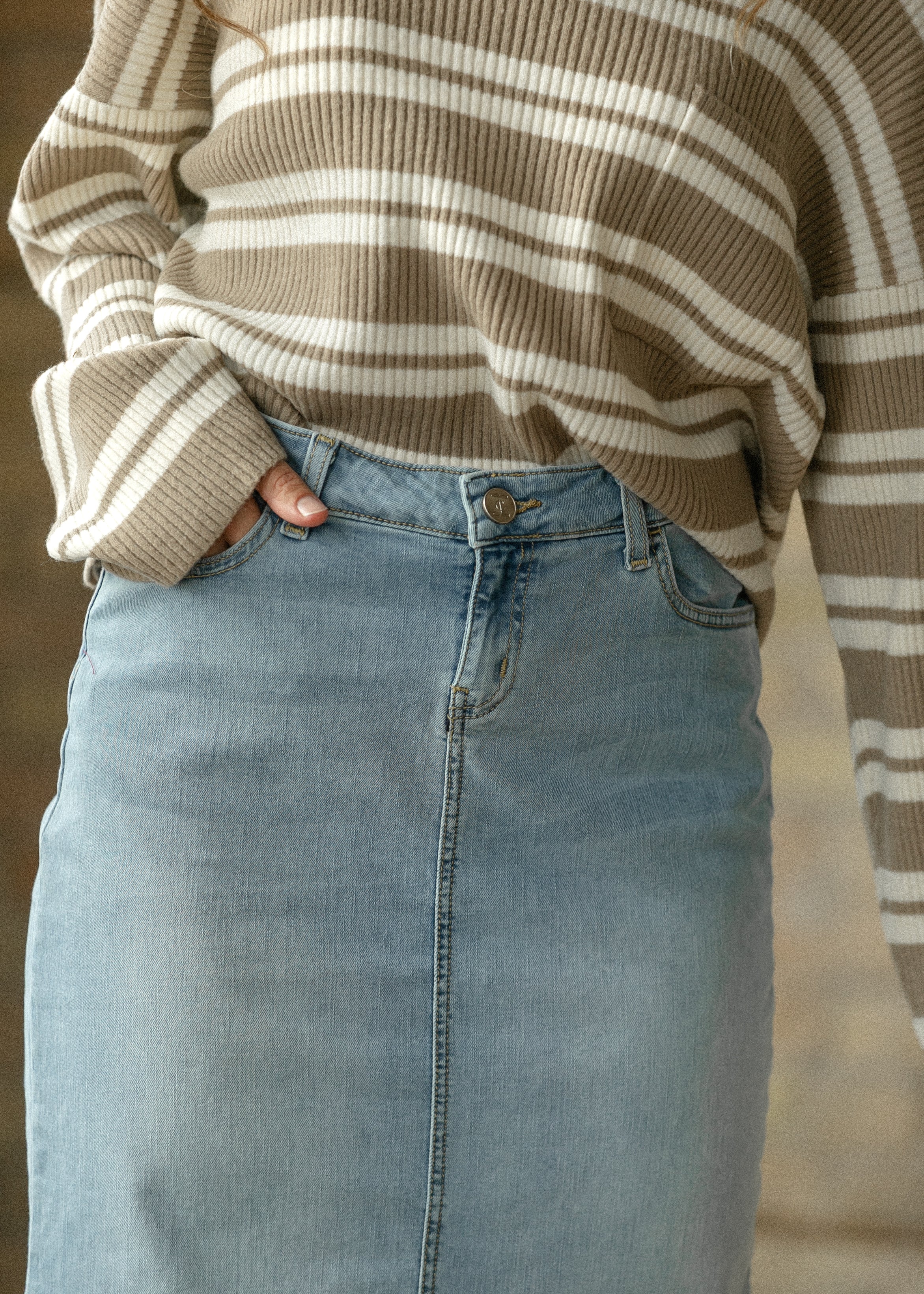 Bria Long Denim Maxi Skirt