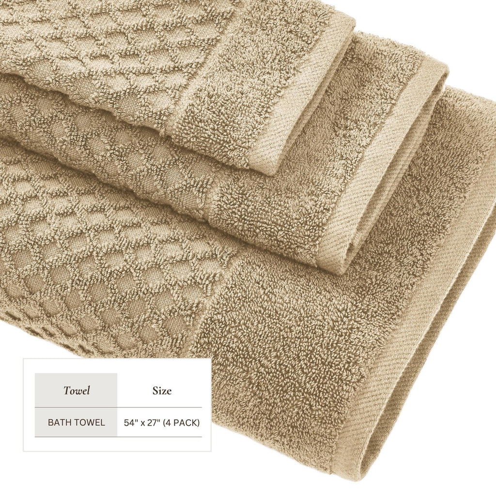 Diamond Waffle Cotton Bath Towels