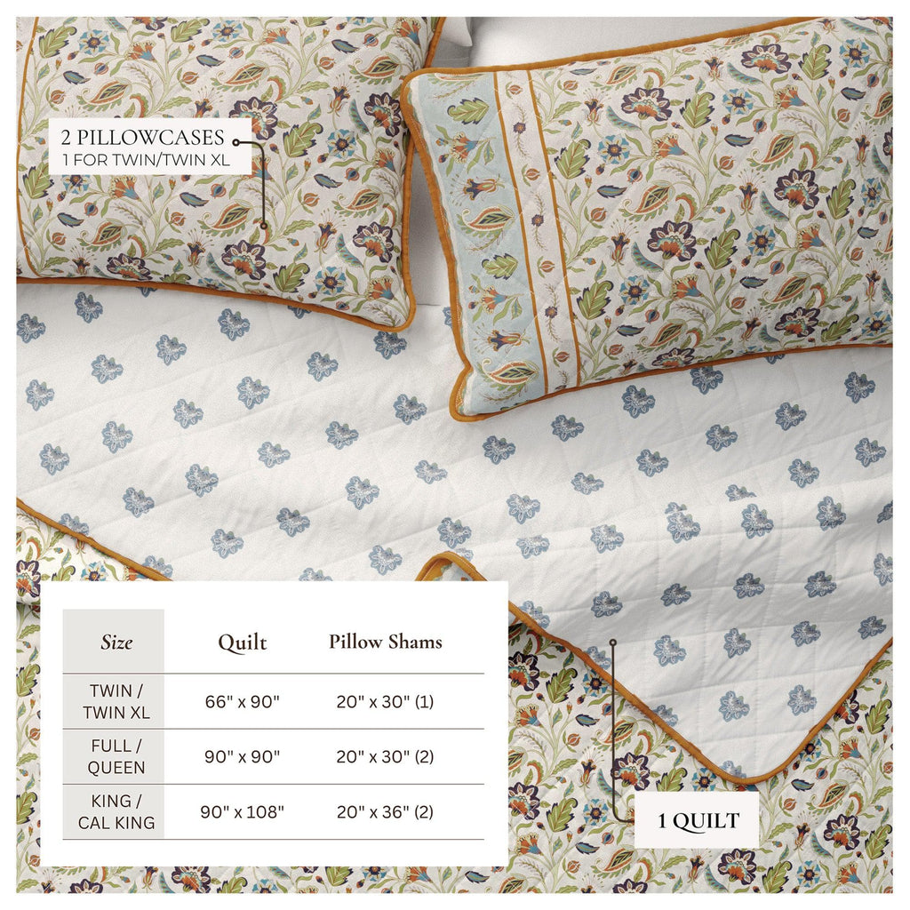 Boho Floral Quilt Set