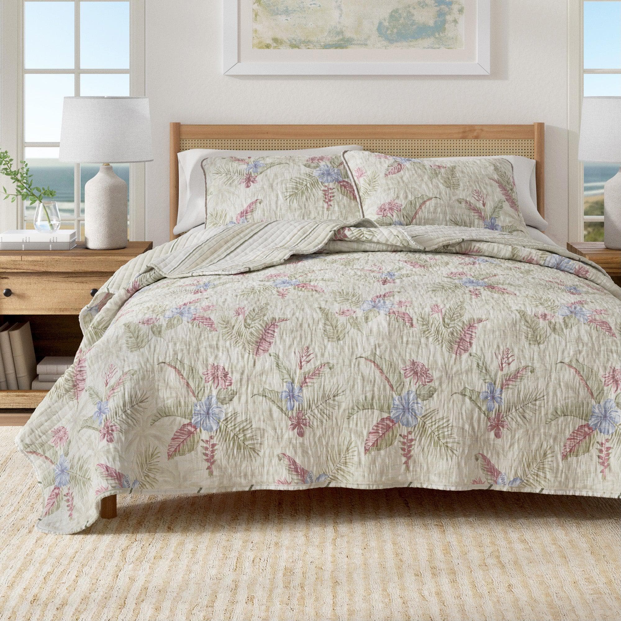Palm Leaf & Bloom Cotton Quilt Set