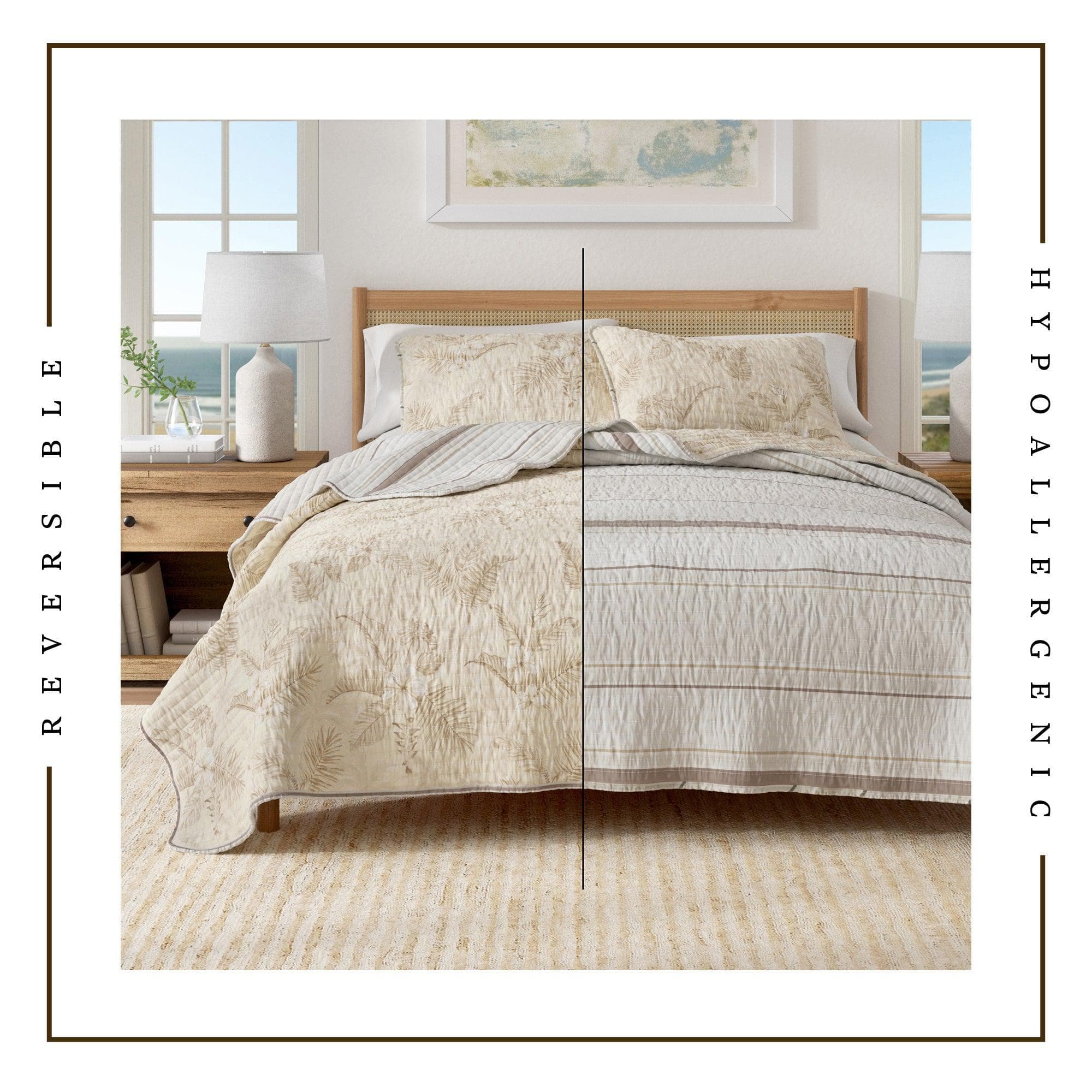 Palm Leaf & Bloom Cotton Quilt Set