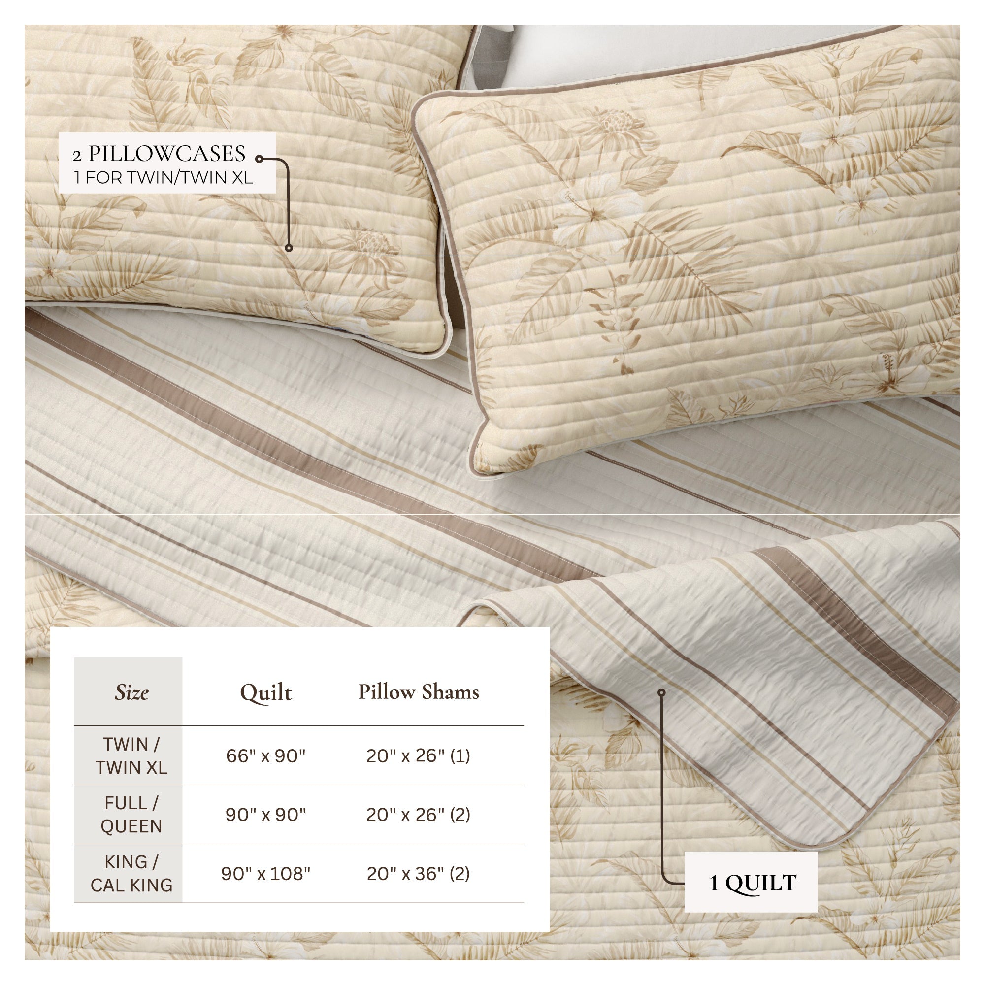 Palm Leaf & Bloom Cotton Quilt Set