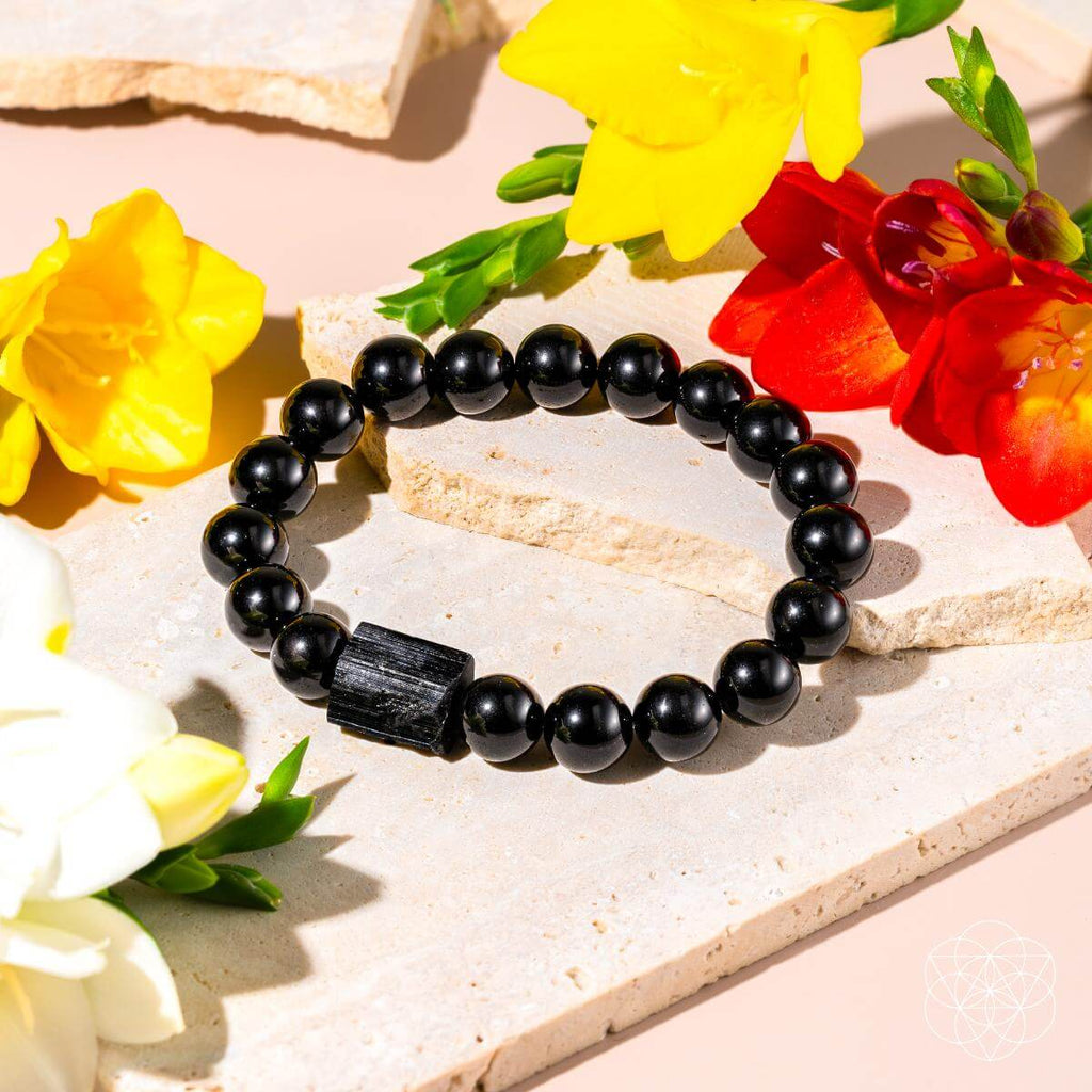 Black Obsidian & Raw Tourmaline Habit Breaker Bracelet