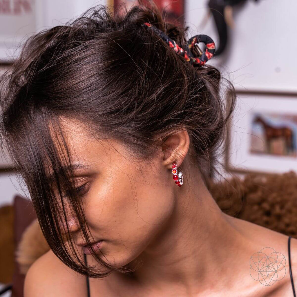 Carnelian C-Hoop Earrings