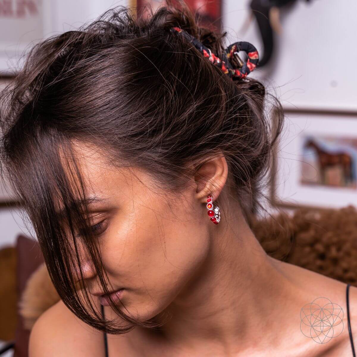 Carnelian C-Hoop Earrings
