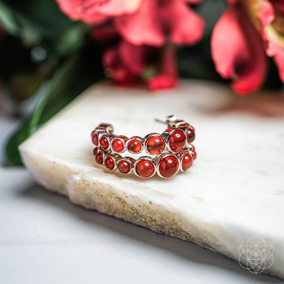 Carnelian C-Hoop Earrings