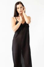 Serafina Cotton Silk Gown with Lace Detail