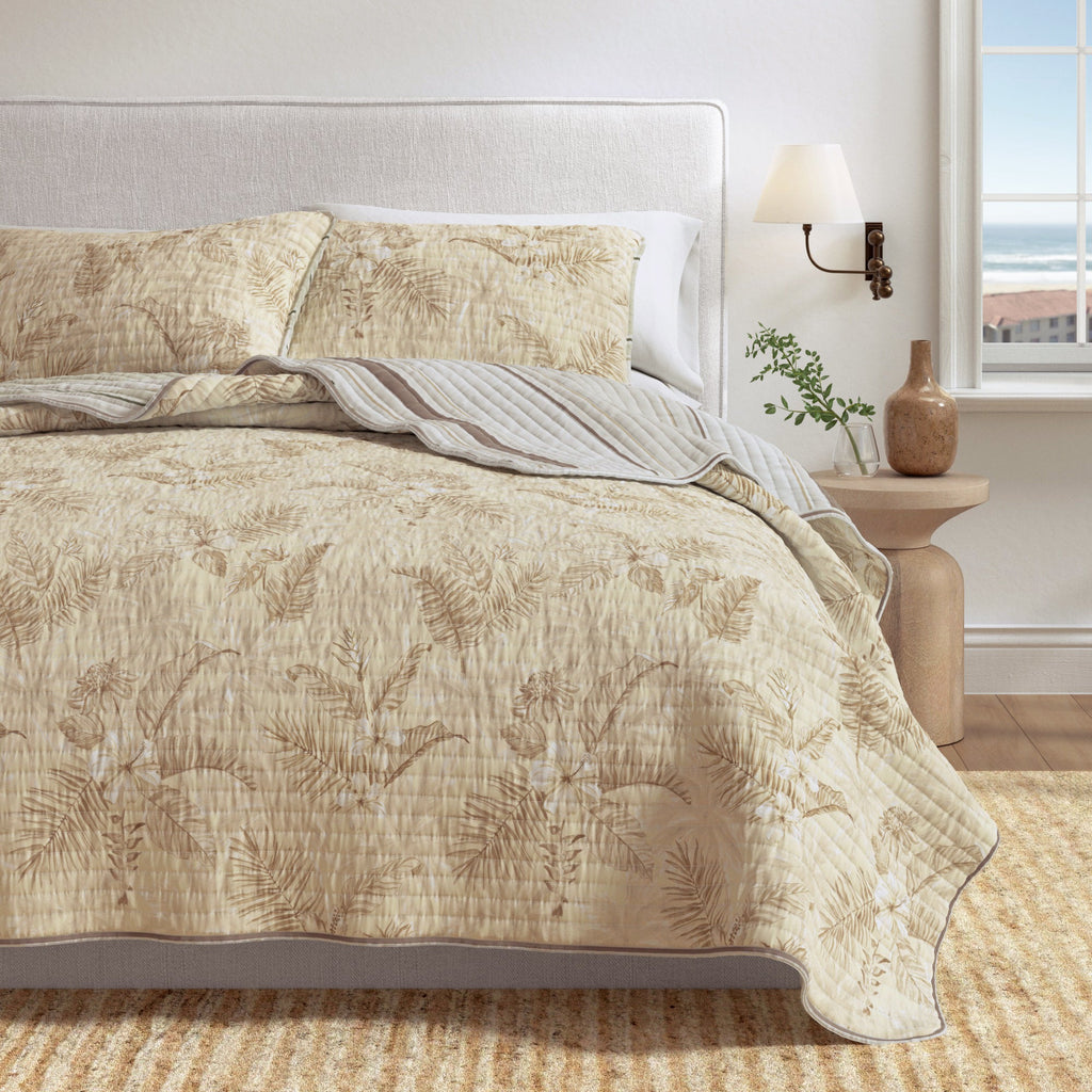 Palm Leaf & Bloom Cotton Quilt Set