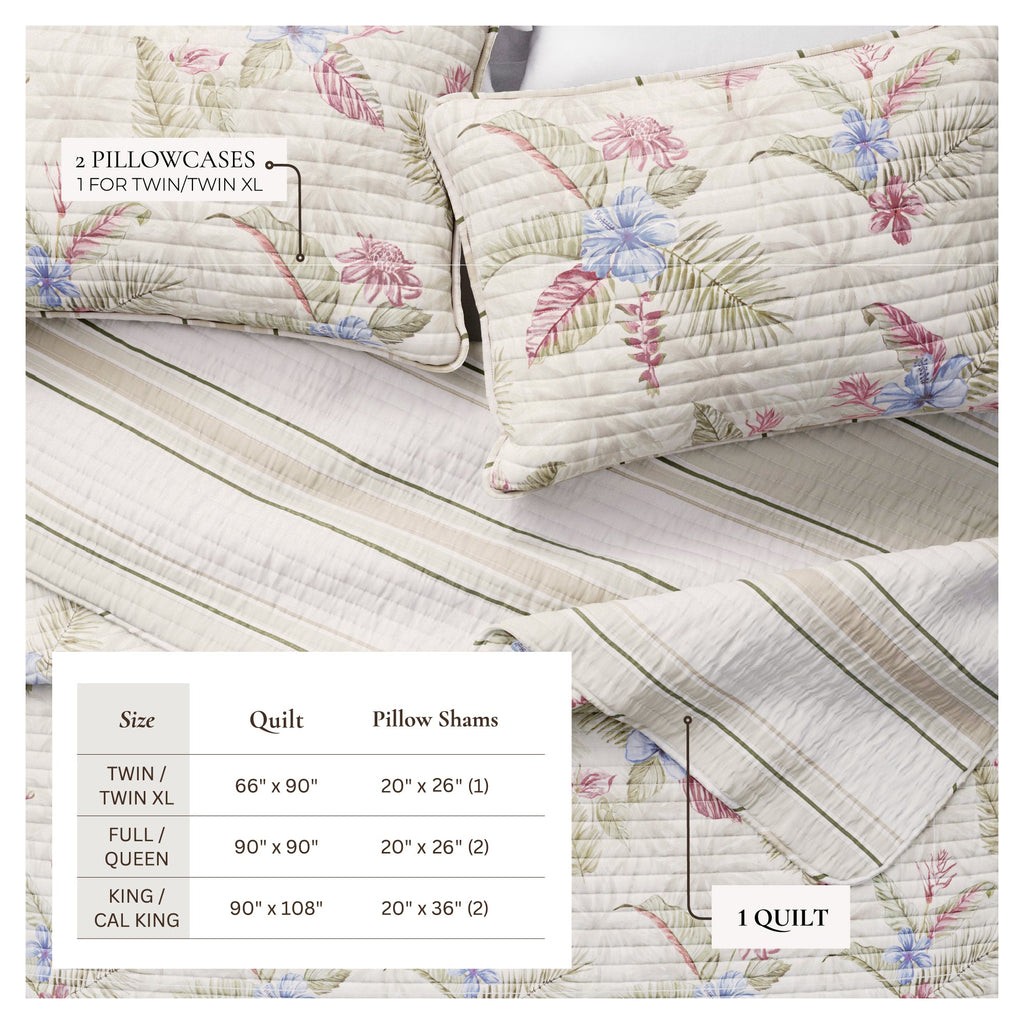 Palm Leaf & Bloom Cotton Quilt Set